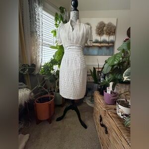 NWOT Antonio Melani Truly Elegant MIdi Cream Dress